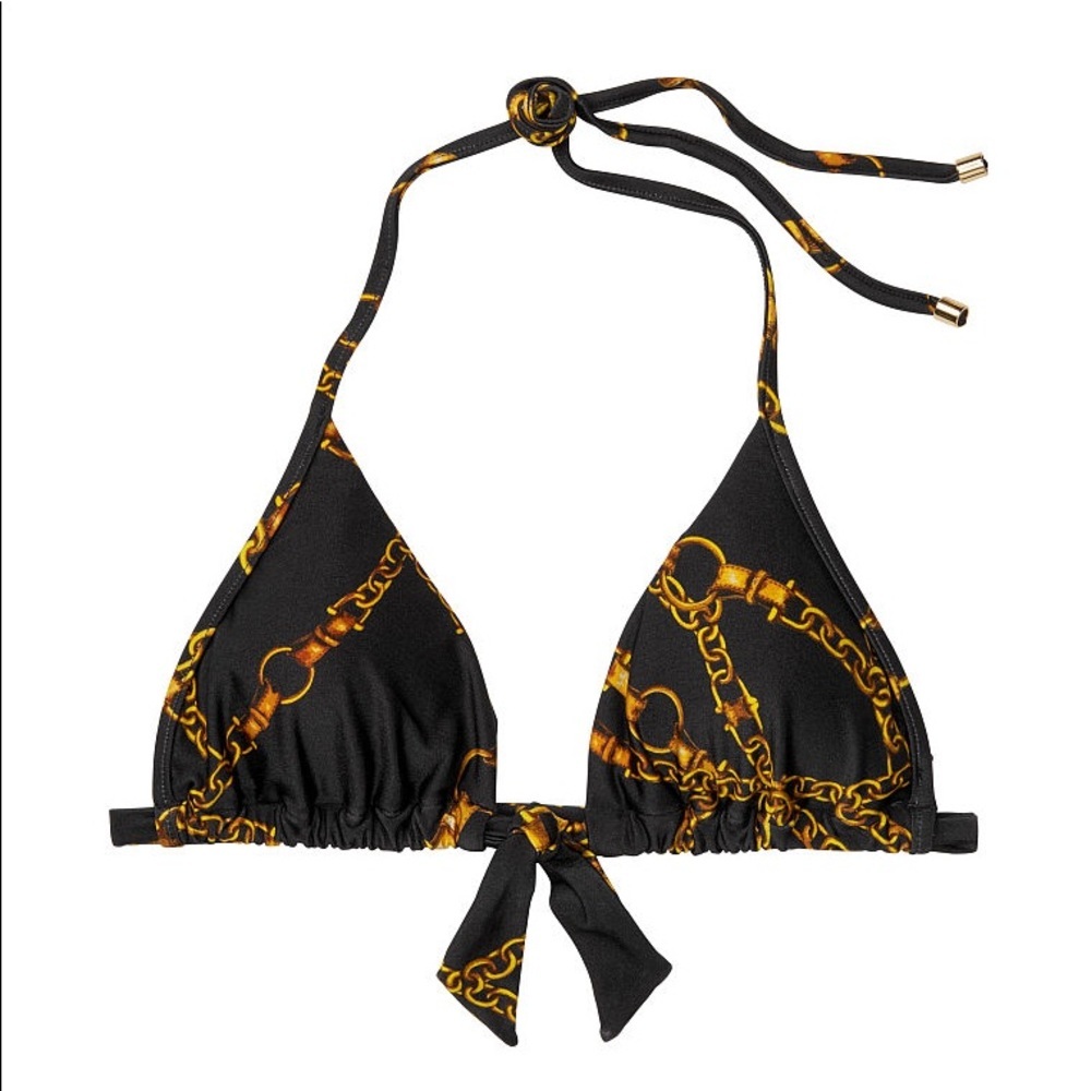 VICTORIA'S SECRET | Medium Front Tie Slide Triangle Lined Bikini Top Chain Deign